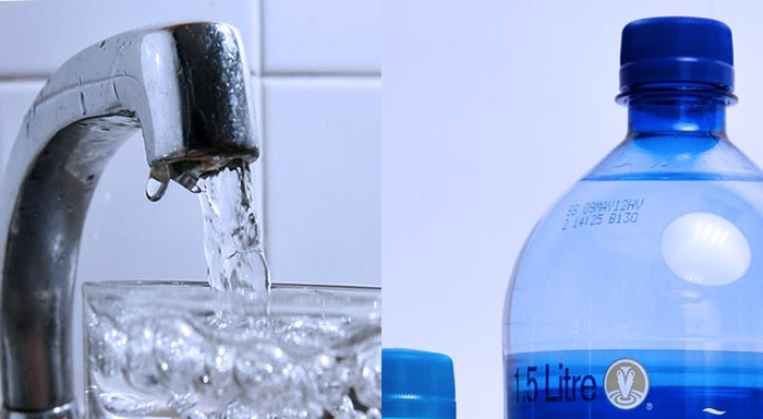 Acqua in bottiglia ed acqua dal rubinetto 